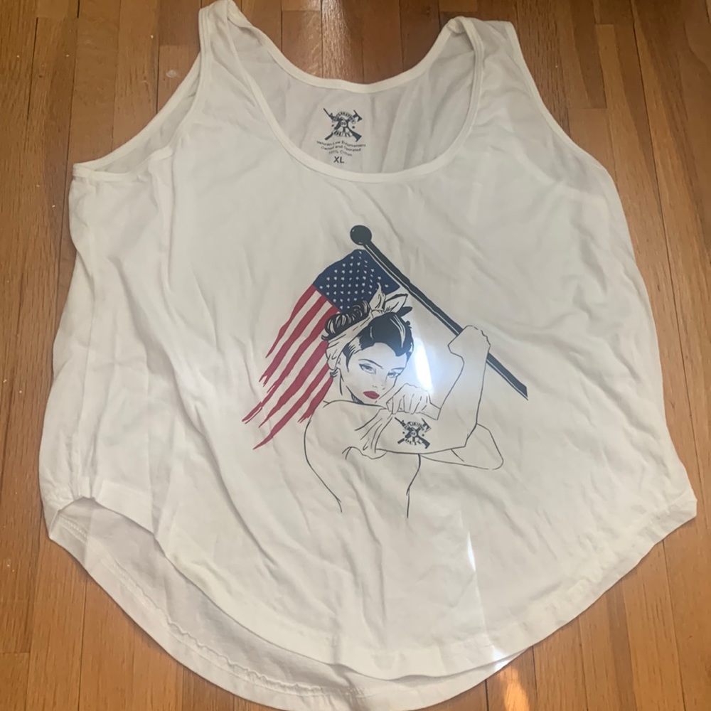 White patriotic womens tank